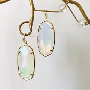 Kendra Scott Elle Faced Iridescent Opalite Earrings Gold Plated